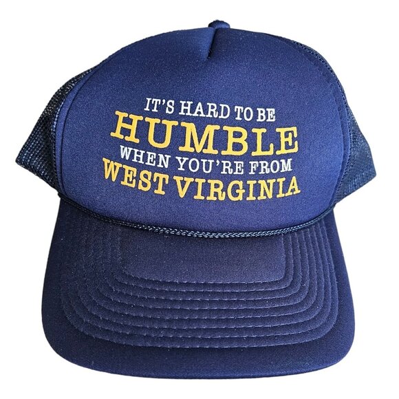 Vintage West Virginia Rope Hat Navy Blue Snapback Mesh Trucker Cap - Picture 10 of 10